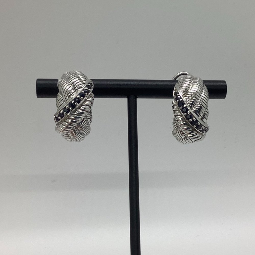 Judith Ripka Sterling Silver and Sapphire Earrings